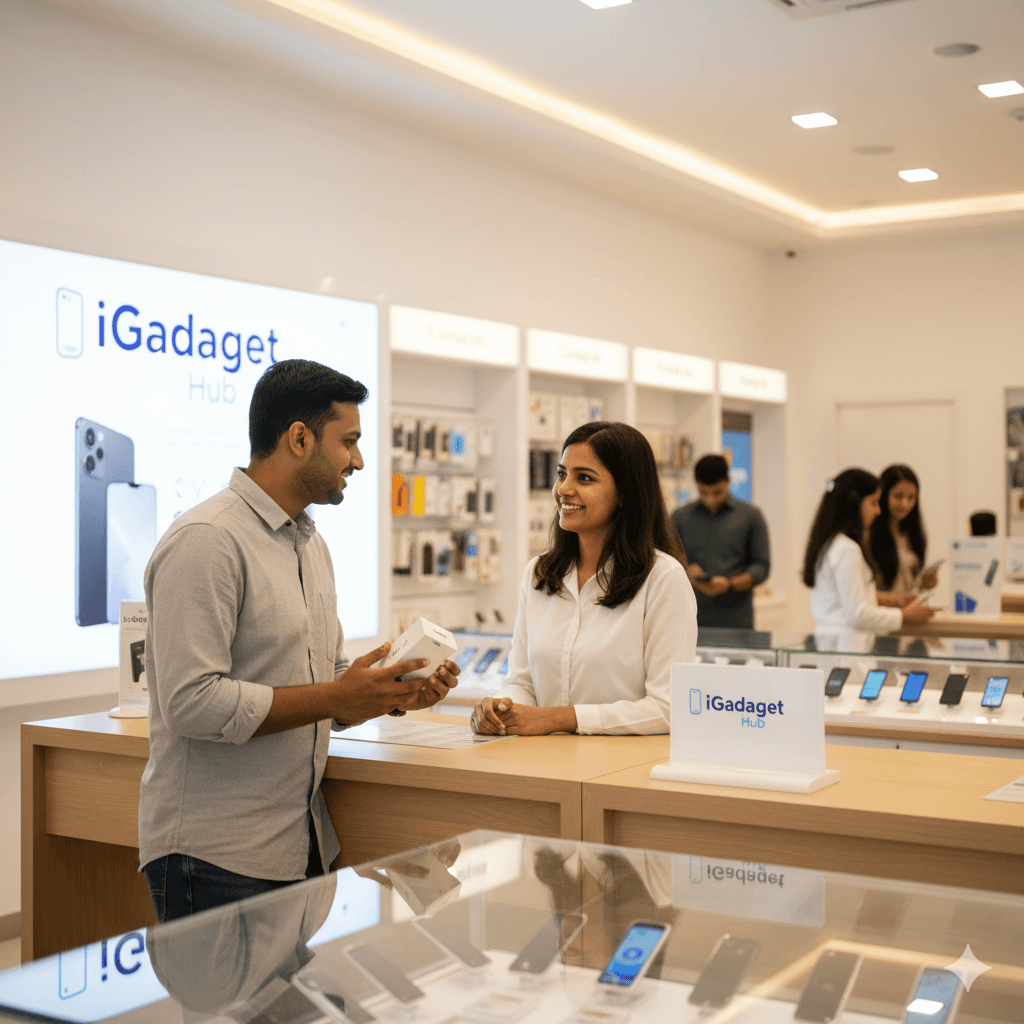 Technician repairing a smartphone at iGadget Hub